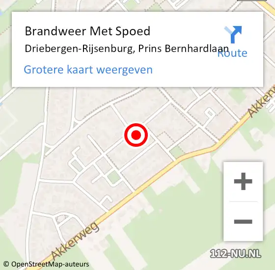 Locatie op kaart van de 112 melding: Brandweer Met Spoed Naar Driebergen-Rijsenburg, Prins Bernhardlaan op 9 januari 2023 11:48