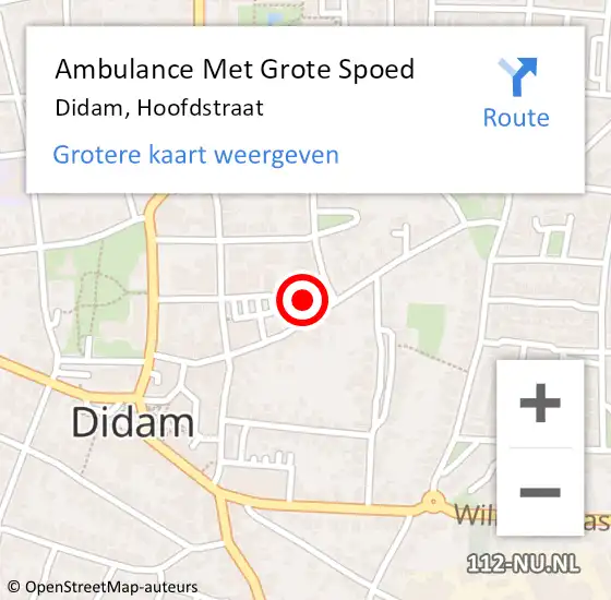 Locatie op kaart van de 112 melding: Ambulance Met Grote Spoed Naar Didam, Hoofdstraat op 9 januari 2023 12:08