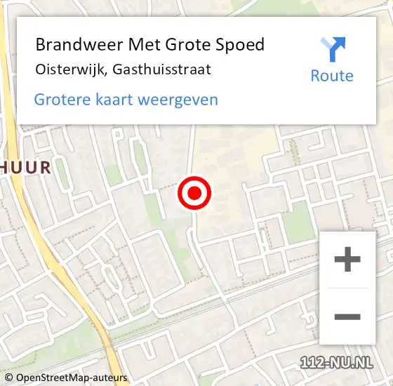 Locatie op kaart van de 112 melding: Brandweer Met Grote Spoed Naar Oisterwijk, Gasthuisstraat op 9 januari 2023 12:35