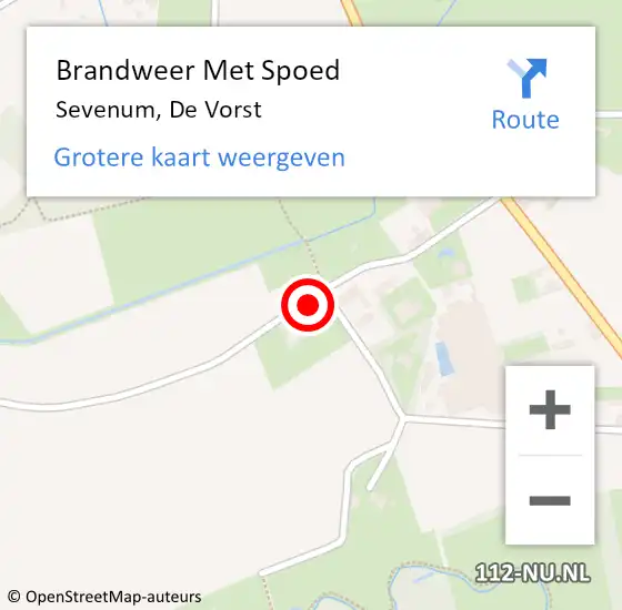 Locatie op kaart van de 112 melding: Brandweer Met Spoed Naar Sevenum, De Vorst op 9 januari 2023 12:39