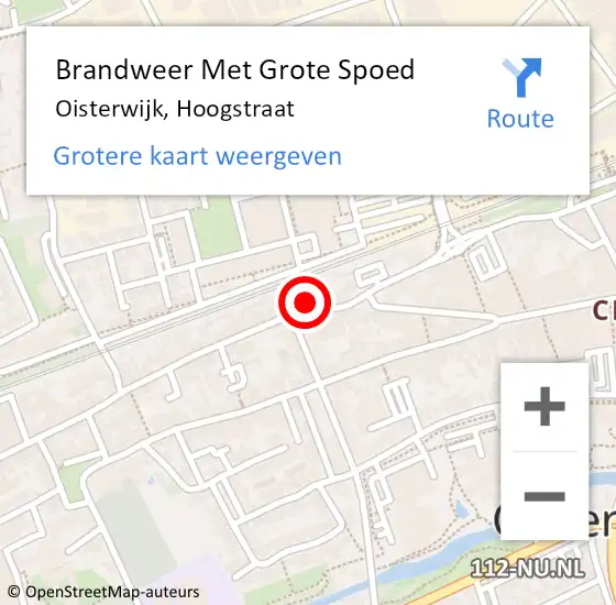 Locatie op kaart van de 112 melding: Brandweer Met Grote Spoed Naar Oisterwijk, Hoogstraat op 9 januari 2023 12:41