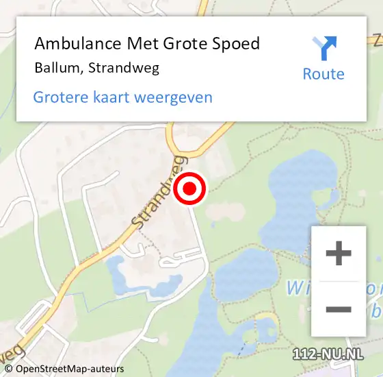 Locatie op kaart van de 112 melding: Ambulance Met Grote Spoed Naar Ballum, Strandweg op 11 augustus 2014 15:40