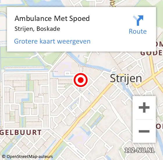 Locatie op kaart van de 112 melding: Ambulance Met Spoed Naar Strijen, Boskade op 9 januari 2023 13:27