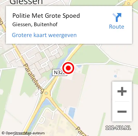 Locatie op kaart van de 112 melding: Politie Met Grote Spoed Naar Giessen, Buitenhof op 9 januari 2023 13:33