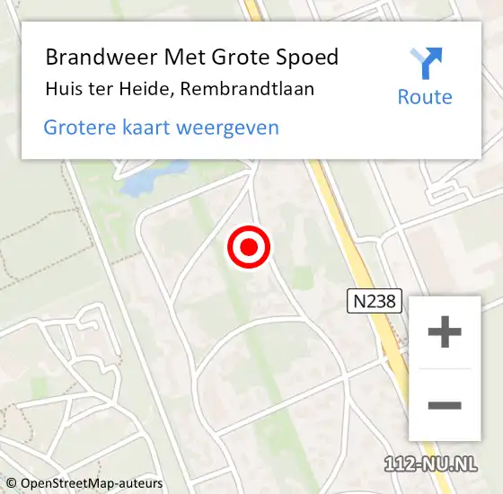 Locatie op kaart van de 112 melding: Brandweer Met Grote Spoed Naar Huis ter Heide, Rembrandtlaan op 9 januari 2023 13:36
