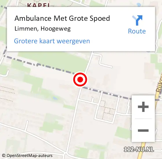 Locatie op kaart van de 112 melding: Ambulance Met Grote Spoed Naar Limmen, Hoogeweg op 9 januari 2023 13:36