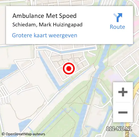 Locatie op kaart van de 112 melding: Ambulance Met Spoed Naar Schiedam, Mark Huizingapad op 9 januari 2023 13:56