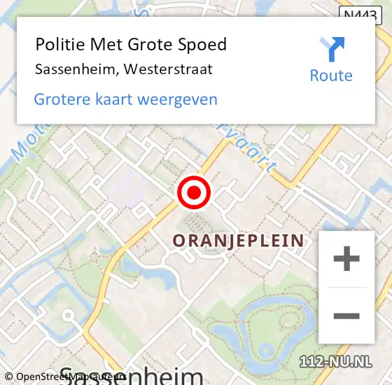 Locatie op kaart van de 112 melding: Politie Met Grote Spoed Naar Sassenheim, Westerstraat op 9 januari 2023 14:00