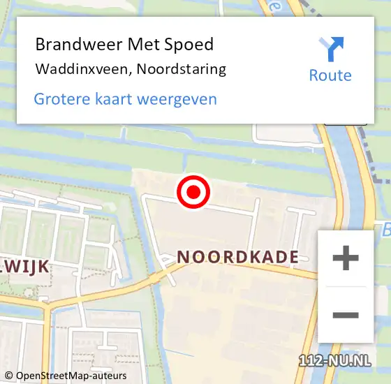 Locatie op kaart van de 112 melding: Brandweer Met Spoed Naar Waddinxveen, Noordstaring op 9 januari 2023 14:07