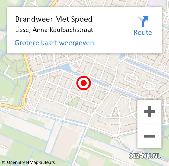 Locatie op kaart van de 112 melding: Brandweer Met Spoed Naar Lisse, Anna Kaulbachstraat op 9 januari 2023 14:18