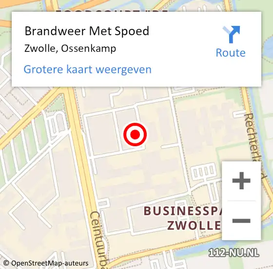 Locatie op kaart van de 112 melding: Brandweer Met Spoed Naar Zwolle, Ossenkamp op 9 januari 2023 14:23