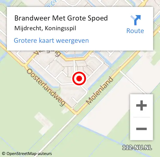 Locatie op kaart van de 112 melding: Brandweer Met Grote Spoed Naar Mijdrecht, Koningsspil op 9 januari 2023 14:37