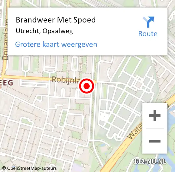 Locatie op kaart van de 112 melding: Brandweer Met Spoed Naar Utrecht, Opaalweg op 9 januari 2023 14:49