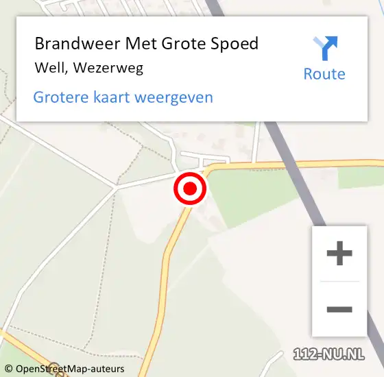 Locatie op kaart van de 112 melding: Brandweer Met Grote Spoed Naar Well, Wezerweg op 9 januari 2023 15:03