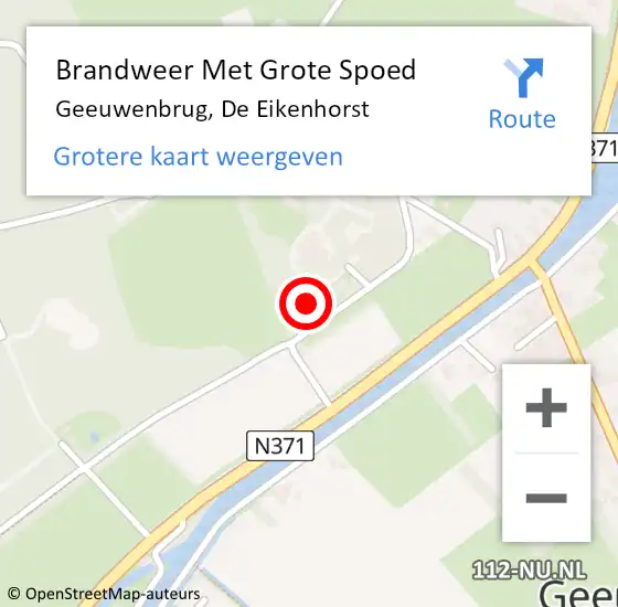 Locatie op kaart van de 112 melding: Brandweer Met Grote Spoed Naar Geeuwenbrug, De Eikenhorst op 9 januari 2023 15:15
