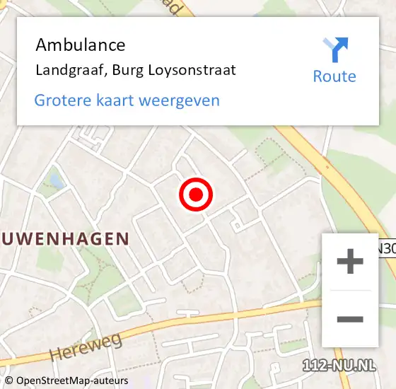 Locatie op kaart van de 112 melding: Ambulance Landgraaf, Burg Loysonstraat op 11 augustus 2014 15:57