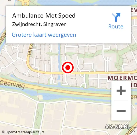 Locatie op kaart van de 112 melding: Ambulance Met Spoed Naar Zwijndrecht, Singraven op 9 januari 2023 15:23