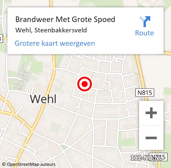 Locatie op kaart van de 112 melding: Brandweer Met Grote Spoed Naar Wehl, Steenbakkersveld op 9 januari 2023 15:45