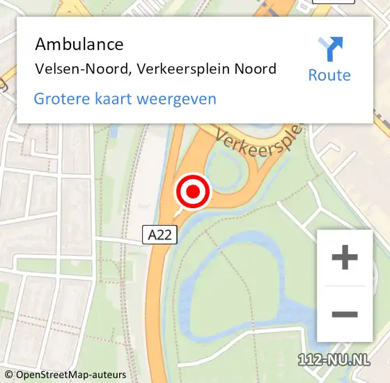 Locatie op kaart van de 112 melding: Ambulance Velsen-Noord, Verkeersplein Noord op 9 januari 2023 15:47