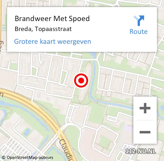 Locatie op kaart van de 112 melding: Brandweer Met Spoed Naar Breda, Topaasstraat op 9 januari 2023 15:52