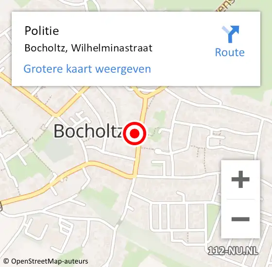 Locatie op kaart van de 112 melding: Politie Bocholtz, Wilhelminastraat op 9 januari 2023 15:58