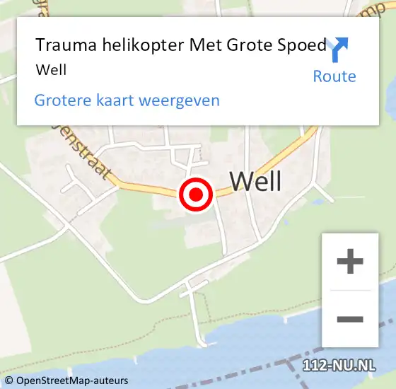 Locatie op kaart van de 112 melding: Trauma helikopter Met Grote Spoed Naar Well op 9 januari 2023 16:00