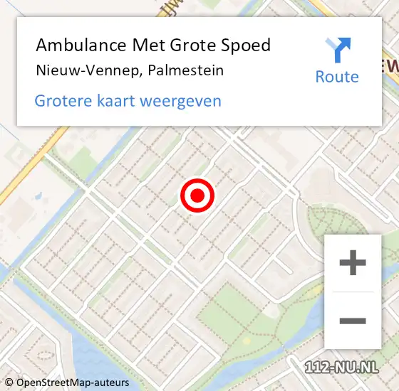 Locatie op kaart van de 112 melding: Ambulance Met Grote Spoed Naar Nieuw-Vennep, Palmestein op 9 januari 2023 16:05