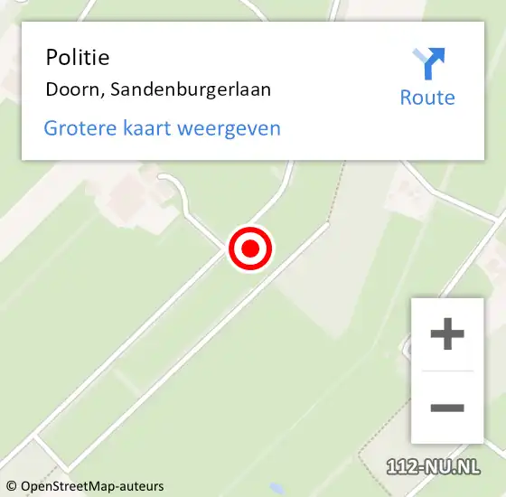 Locatie op kaart van de 112 melding: Politie Doorn, Sandenburgerlaan op 9 januari 2023 16:05