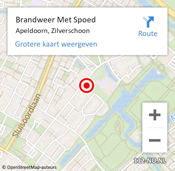 Locatie op kaart van de 112 melding: Brandweer Met Spoed Naar Apeldoorn, Zilverschoon op 9 januari 2023 16:14