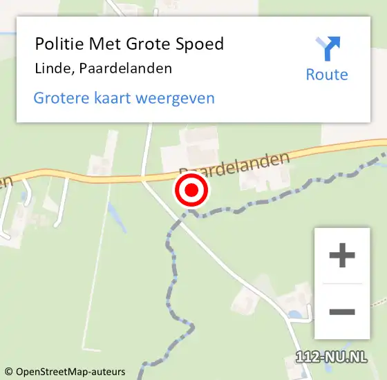 Locatie op kaart van de 112 melding: Politie Met Grote Spoed Naar Linde, Paardelanden op 9 januari 2023 16:50