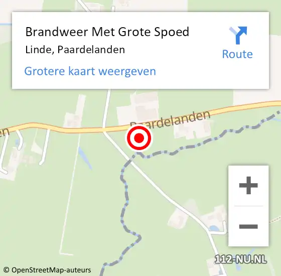 Locatie op kaart van de 112 melding: Brandweer Met Grote Spoed Naar Linde, Paardelanden op 9 januari 2023 16:50