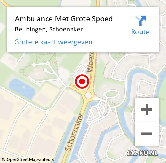 Locatie op kaart van de 112 melding: Ambulance Met Grote Spoed Naar Beuningen, Schoenaker op 9 januari 2023 16:56