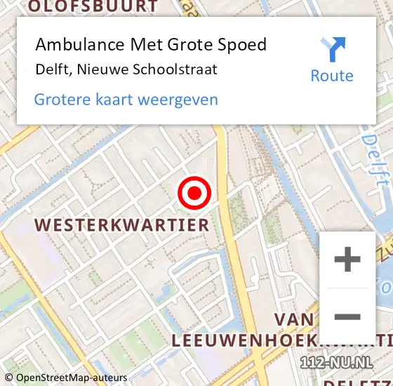 Locatie op kaart van de 112 melding: Ambulance Met Grote Spoed Naar Delft, Nieuwe Schoolstraat op 9 januari 2023 16:59