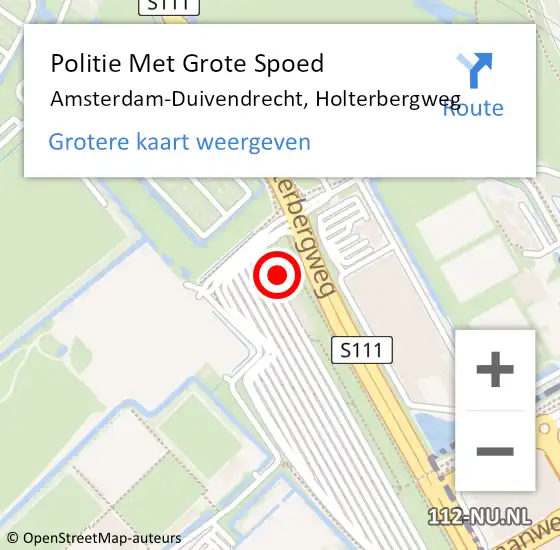 Locatie op kaart van de 112 melding: Politie Met Grote Spoed Naar Amsterdam-Duivendrecht, Holterbergweg op 9 januari 2023 17:18