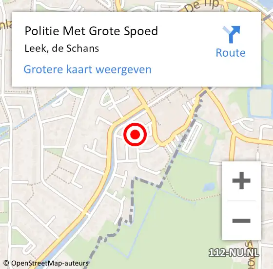 Locatie op kaart van de 112 melding: Politie Met Grote Spoed Naar Leek, de Schans op 9 januari 2023 17:31