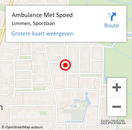 Locatie op kaart van de 112 melding: Ambulance Met Spoed Naar Limmen, Sportlaan op 9 januari 2023 17:31