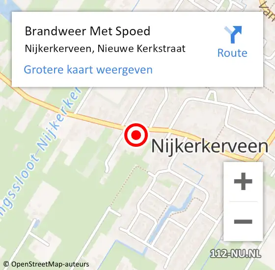 Locatie op kaart van de 112 melding: Brandweer Met Spoed Naar Nijkerkerveen, Nieuwe Kerkstraat op 9 januari 2023 17:38