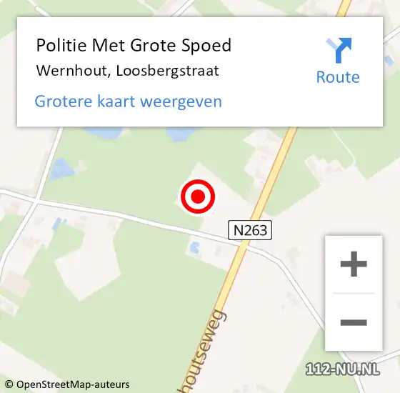 Locatie op kaart van de 112 melding: Politie Met Grote Spoed Naar Wernhout, Loosbergstraat op 9 januari 2023 17:41