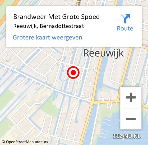 Locatie op kaart van de 112 melding: Brandweer Met Grote Spoed Naar Reeuwijk, Bernadottestraat op 9 januari 2023 17:43