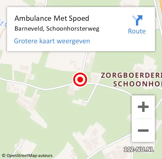 Locatie op kaart van de 112 melding: Ambulance Met Spoed Naar Barneveld, Schoonhorsterweg op 9 januari 2023 17:52