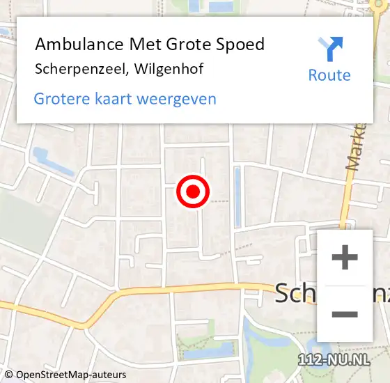 Locatie op kaart van de 112 melding: Ambulance Met Grote Spoed Naar Scherpenzeel, Wilgenhof op 9 januari 2023 18:09