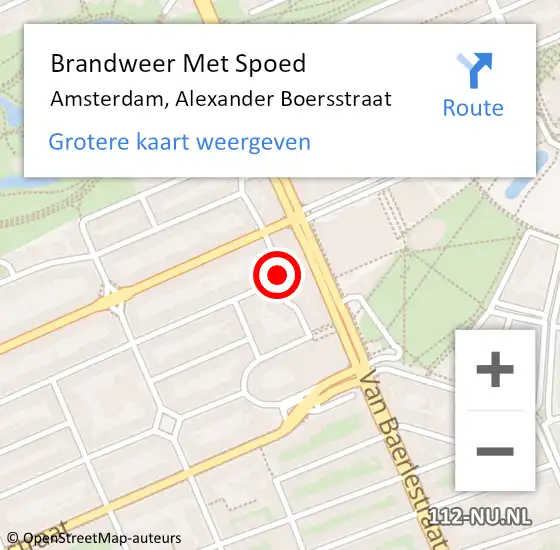Locatie op kaart van de 112 melding: Brandweer Met Spoed Naar Amsterdam, Alexander Boersstraat op 9 januari 2023 18:14