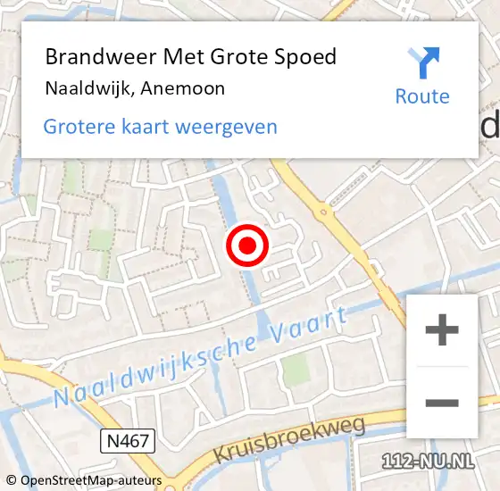 Locatie op kaart van de 112 melding: Brandweer Met Grote Spoed Naar Naaldwijk, Anemoon op 9 januari 2023 18:19