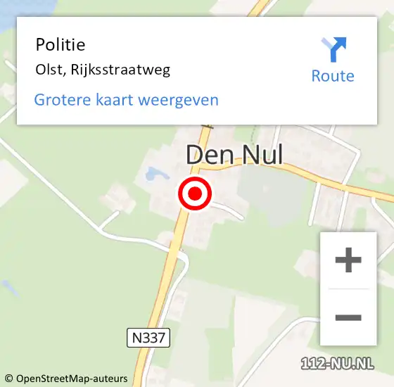 Locatie op kaart van de 112 melding: Politie Olst, Rijksstraatweg op 9 januari 2023 18:19