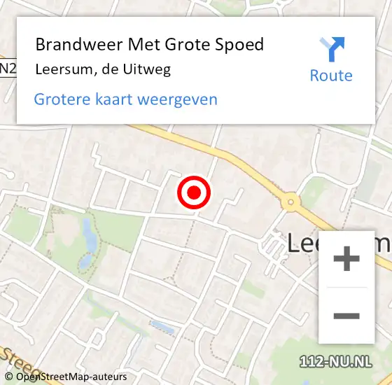 Locatie op kaart van de 112 melding: Brandweer Met Grote Spoed Naar Leersum, de Uitweg op 9 januari 2023 18:23