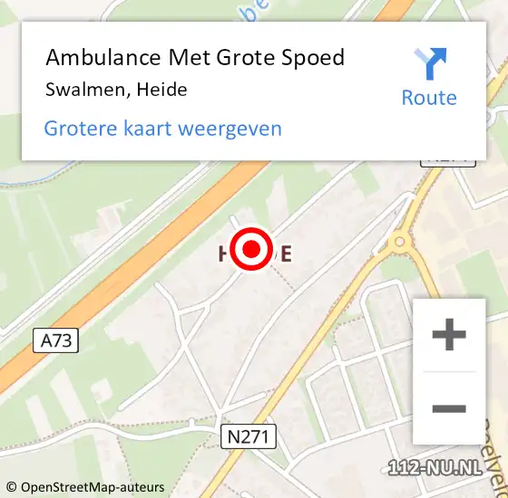 Locatie op kaart van de 112 melding: Ambulance Met Grote Spoed Naar Swalmen, Heide op 9 januari 2023 18:32
