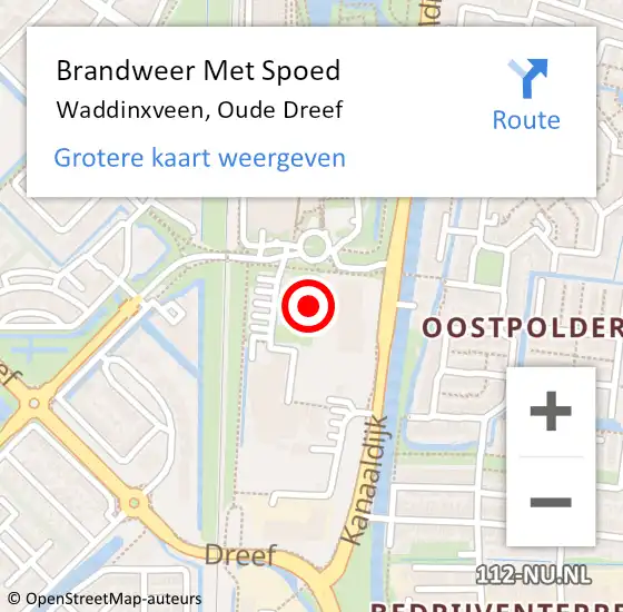 Locatie op kaart van de 112 melding: Brandweer Met Spoed Naar Waddinxveen, Oude Dreef op 9 januari 2023 18:33