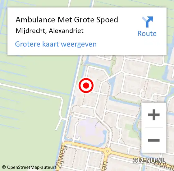 Locatie op kaart van de 112 melding: Ambulance Met Grote Spoed Naar Mijdrecht, Alexandriet op 9 januari 2023 18:42