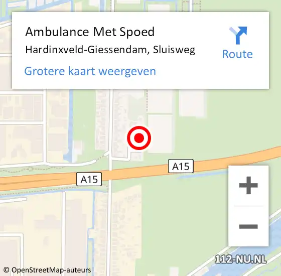 Locatie op kaart van de 112 melding: Ambulance Met Spoed Naar Hardinxveld-Giessendam, Sluisweg op 9 januari 2023 20:09