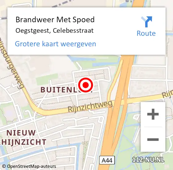 Locatie op kaart van de 112 melding: Brandweer Met Spoed Naar Oegstgeest, Celebesstraat op 9 januari 2023 20:18